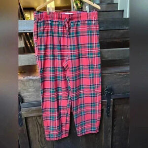 Old Navy Men's Red and Green Tartan Plaid Flannel Matching Pajama Pants | XL